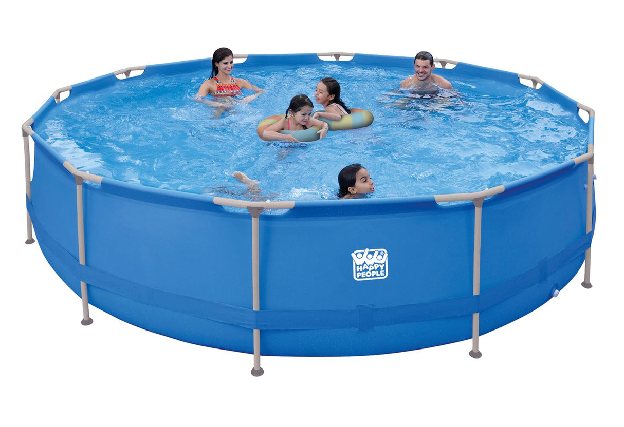 Happy People Stahlrahmenpool 450 x 122 cm im Set blau