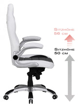 AMSTYLE Bürostuhl Bezug Kunstleder Schreibtischstuhl Weiß Race 120 kg Chefsessel höhenverstellbar Drehstuhl