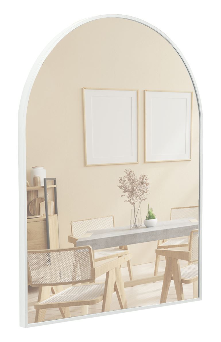 Terra Home Wandspiegel 60x80 weiß Metallrahmen Bogenform