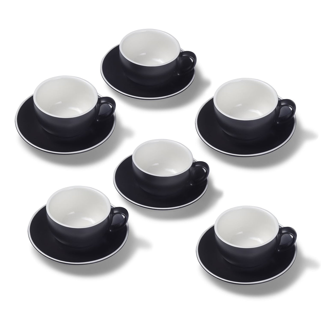 Terra Home 6er Milchkaffeetassen-Set, Schwarz matt
