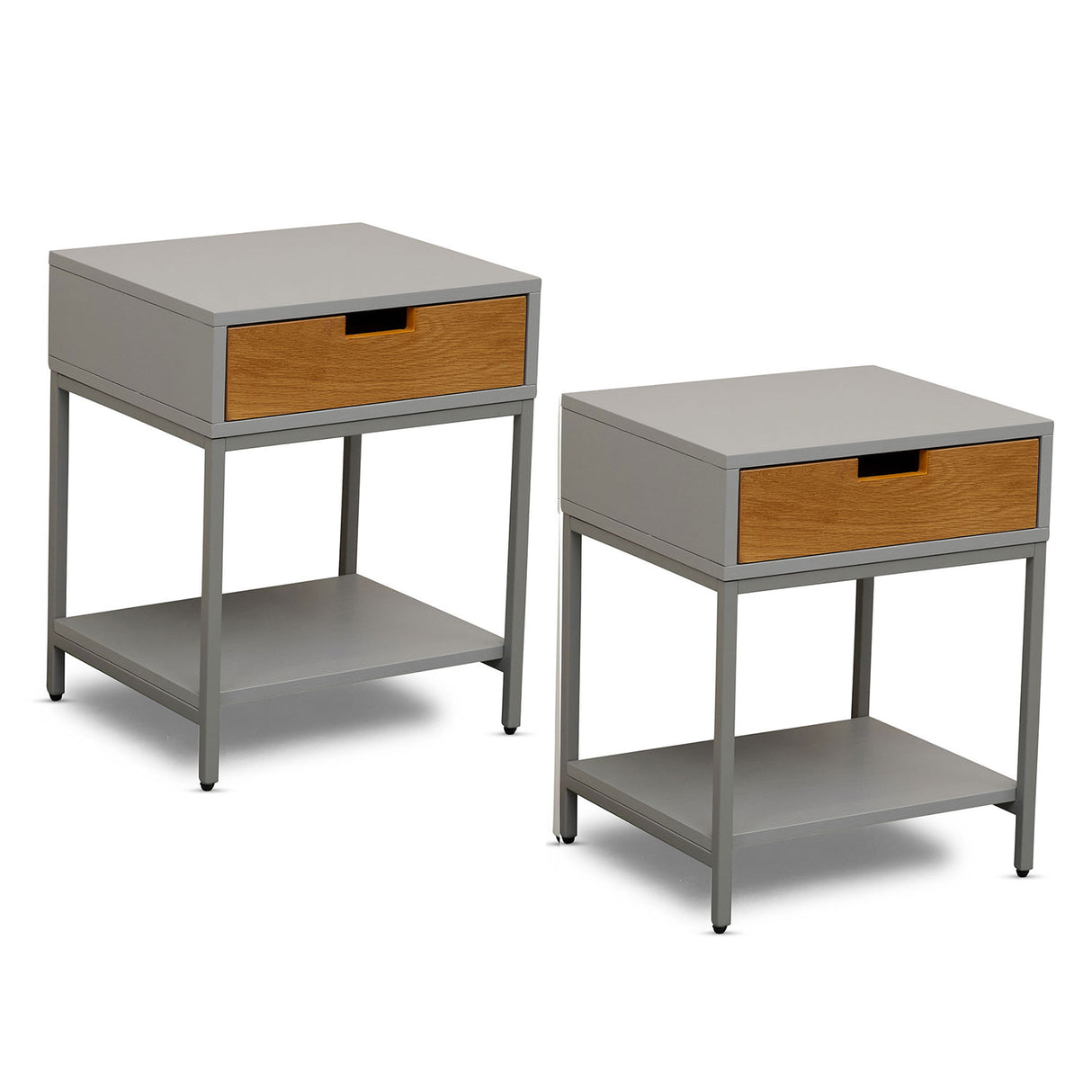 Terra Home Nachttisch Juna, Grau, 2er Set