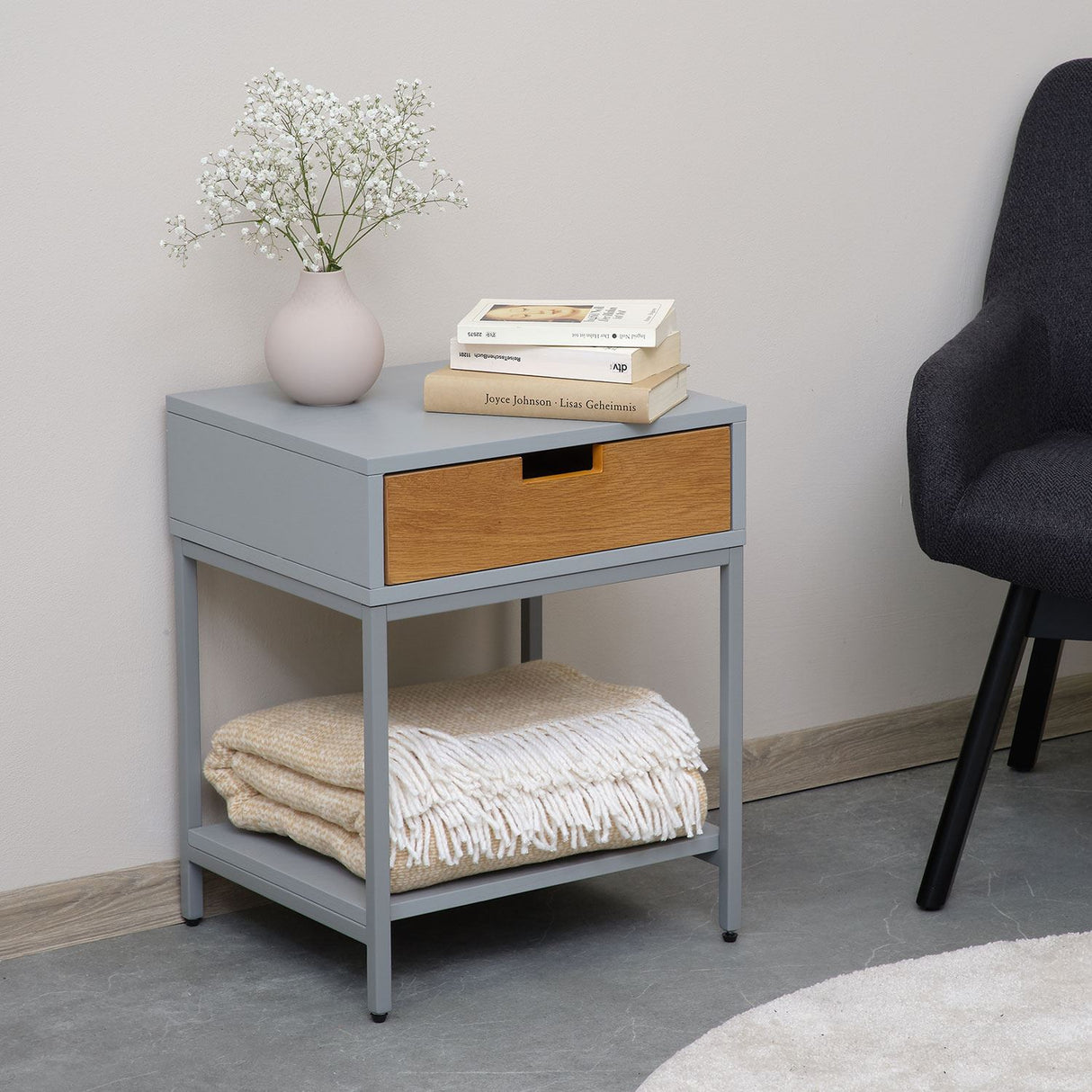 Terra Home Nachttisch Juna, Grau, 2er Set