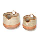 Terra Home Seegras Korbset Rattan Ø42 und Ø 34 rot orange weiß