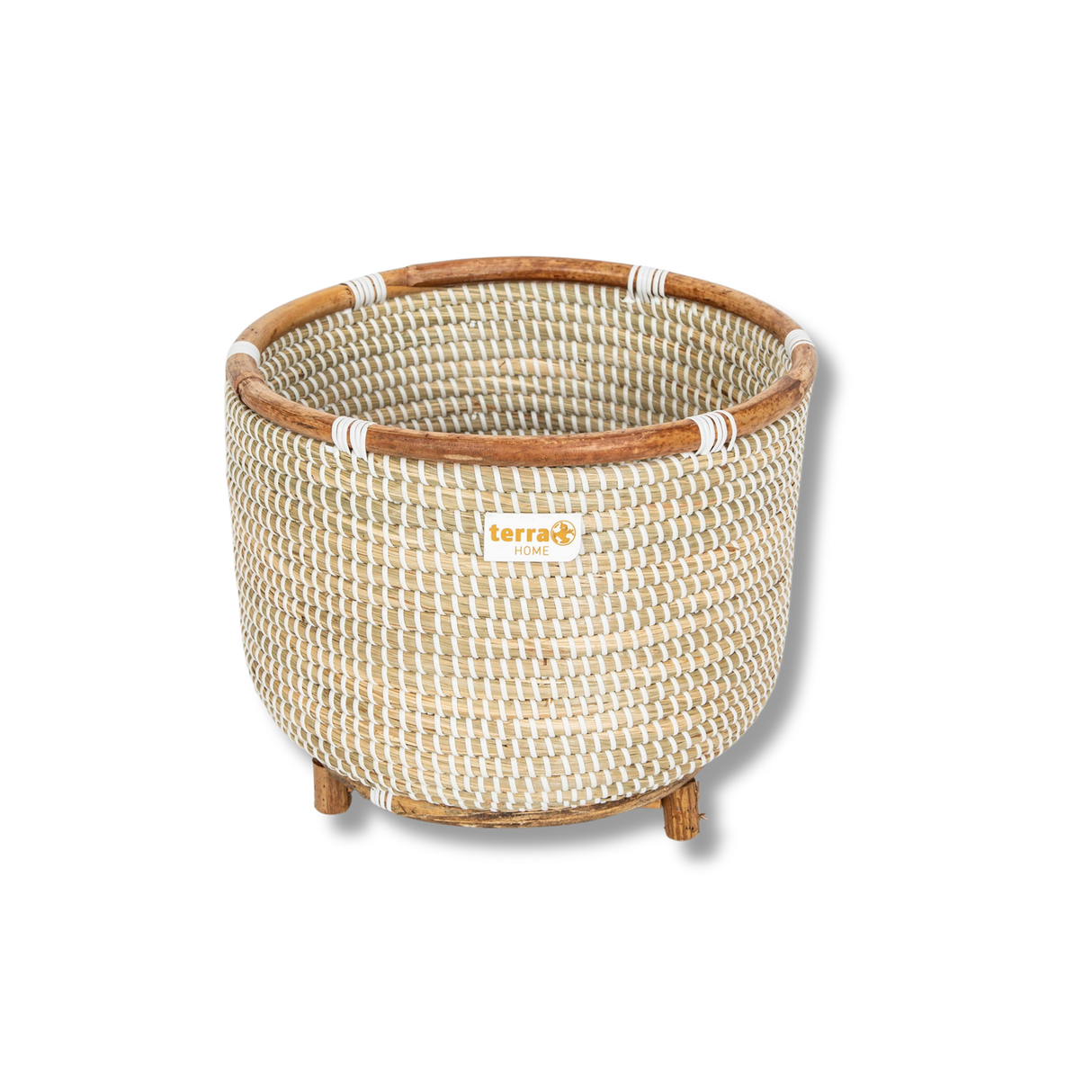Terra Home Pflanzenübertopf Seegras Rattan Ø33 H30 weiß