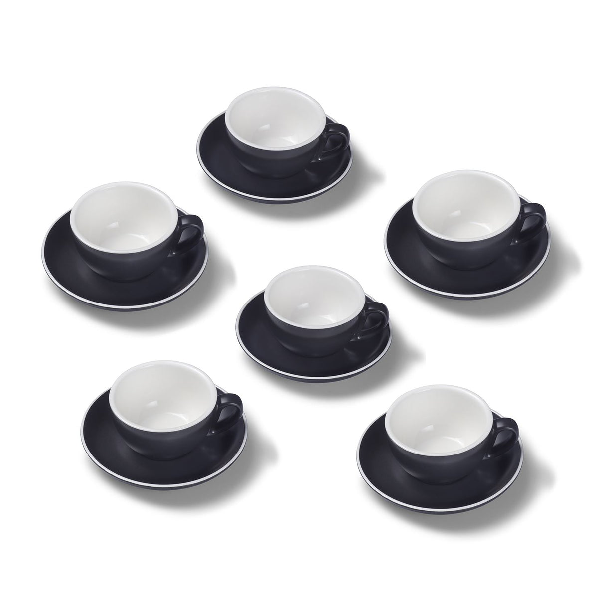 Terra Home 6er Cappuccinotassen-Set, Schwarz matt