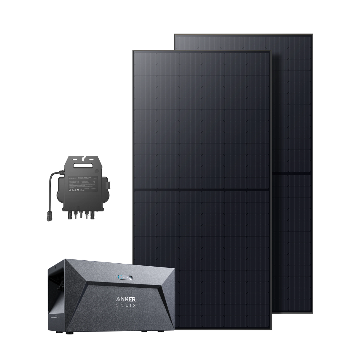 Anker SOLIX Balkonkraftwerk 2× RS50B Panel 540W, MI80 800W Wechselrichter mit Solarbank E1600, ohne Halterung-0% MwSt. (gem. § 12 Abs. 3 UStG)