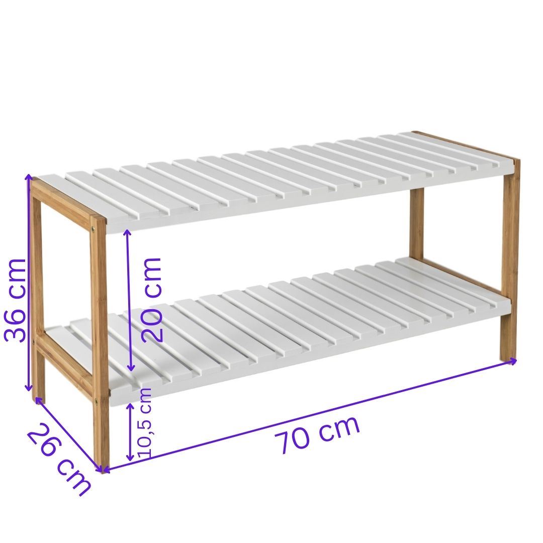 Elbmöbel Holz Schuhregal Schuh Regal Bambus Schuhschrank Schuhablage weiß Schuhständer