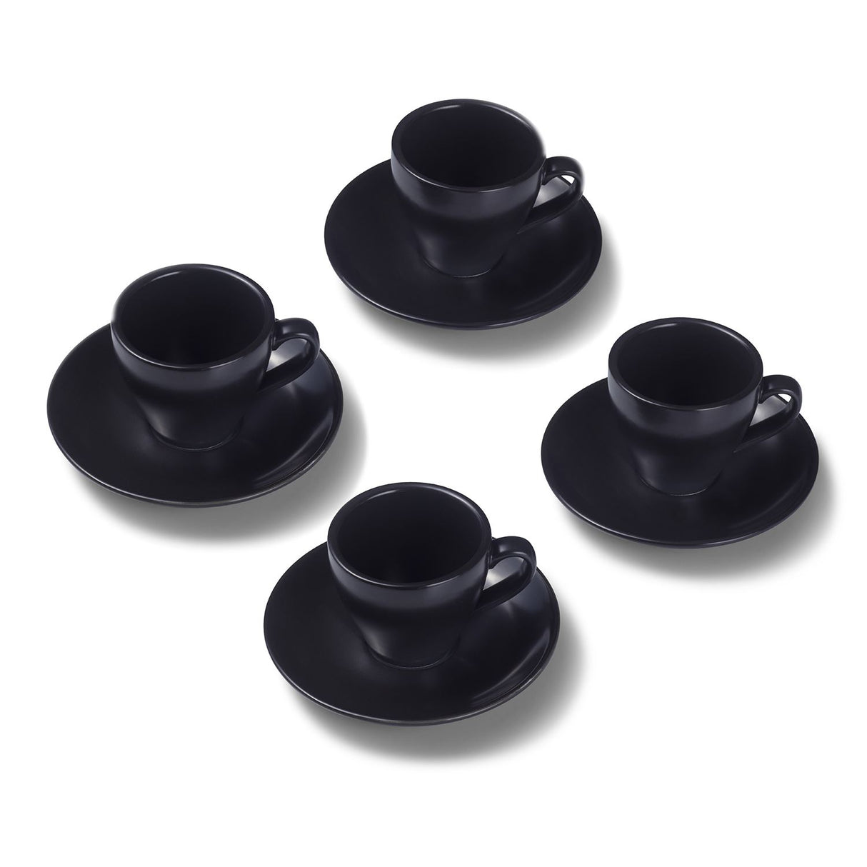 Terra Home 4er Espressotassen-Set, Schwarz matt komplett