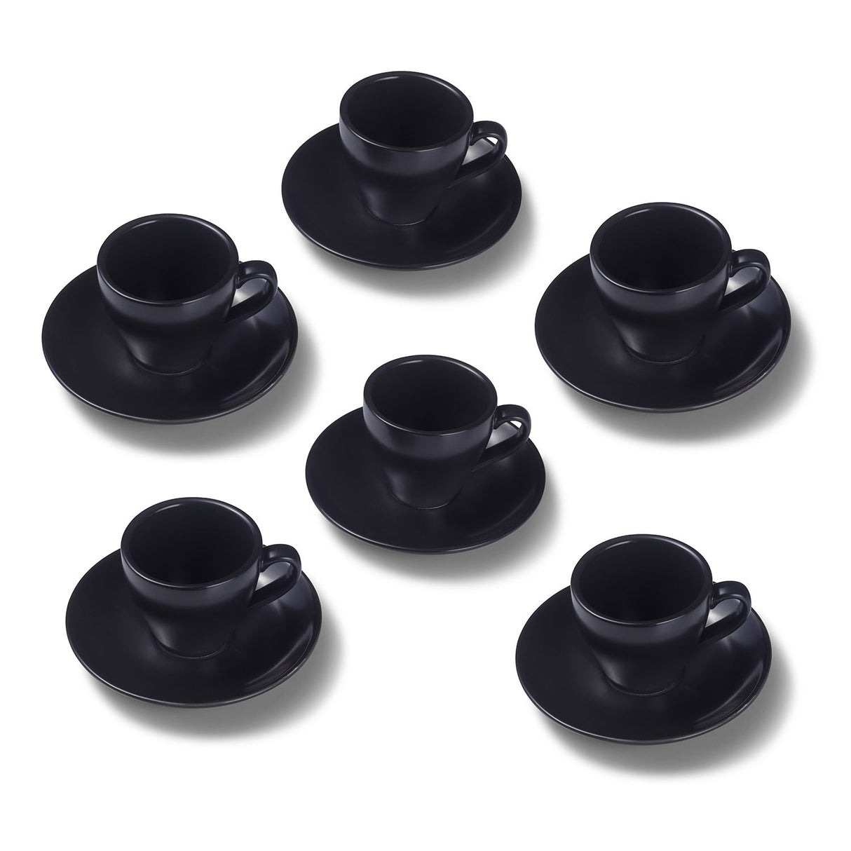 Terra Home 6er Espressotassen-Set, Schwarz matt komplett
