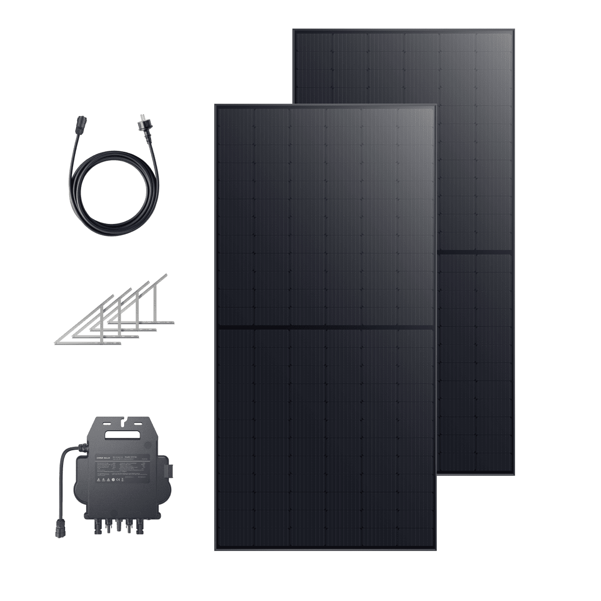 Anker SOLIX Balkonkraftwerk 2× RS50B Panel 540W, Mikro-Wechselrichter 600W/800W, Bodenhalterungen-0% MwSt. (gem. § 12 Abs. 3 UStG)