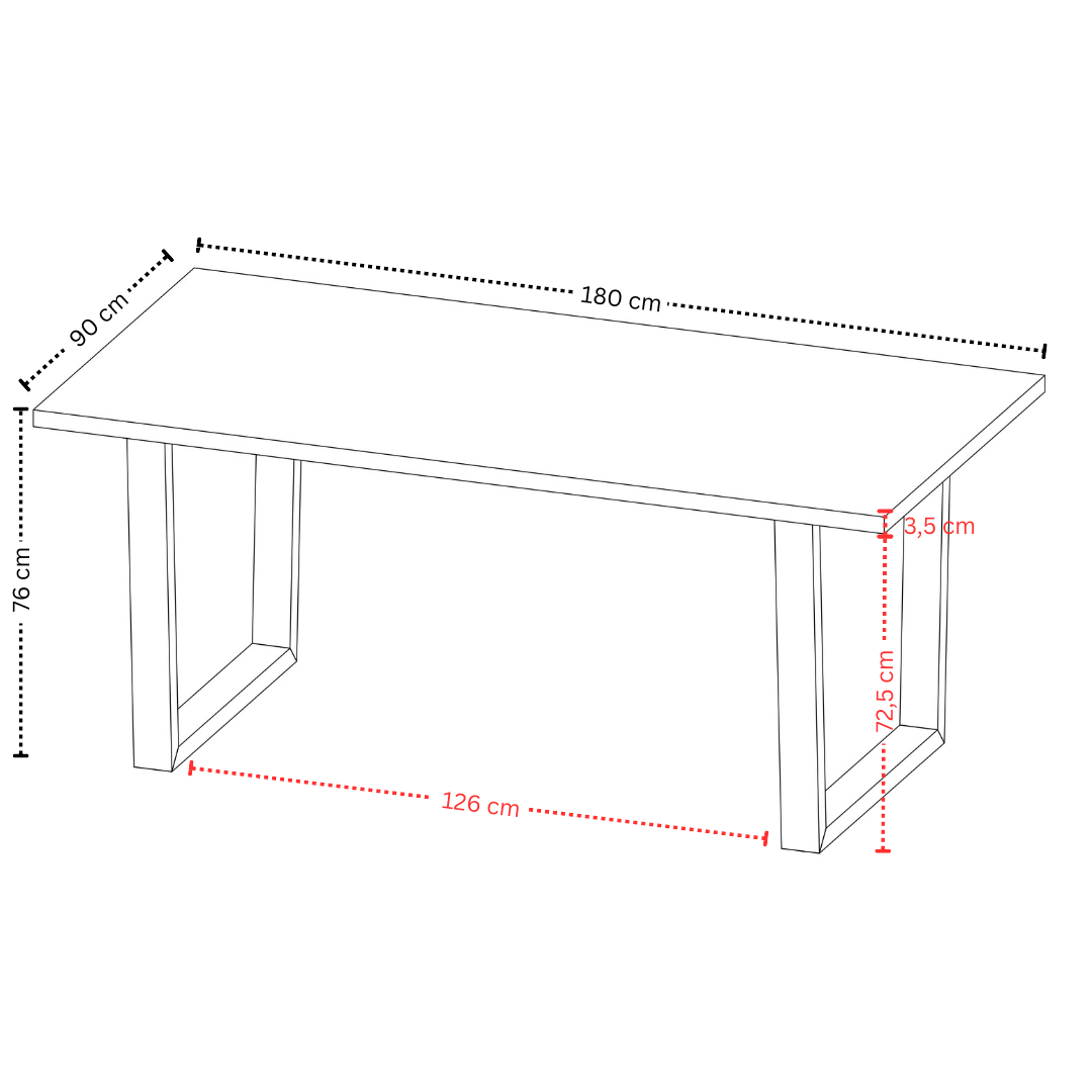 Terra Home Esstisch Sigurd 180 x 90 cm, gerade Kante