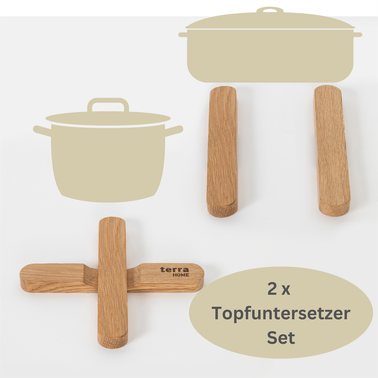 Terra Home Magnetischer Topfuntersetzer Eiche, 2er Set