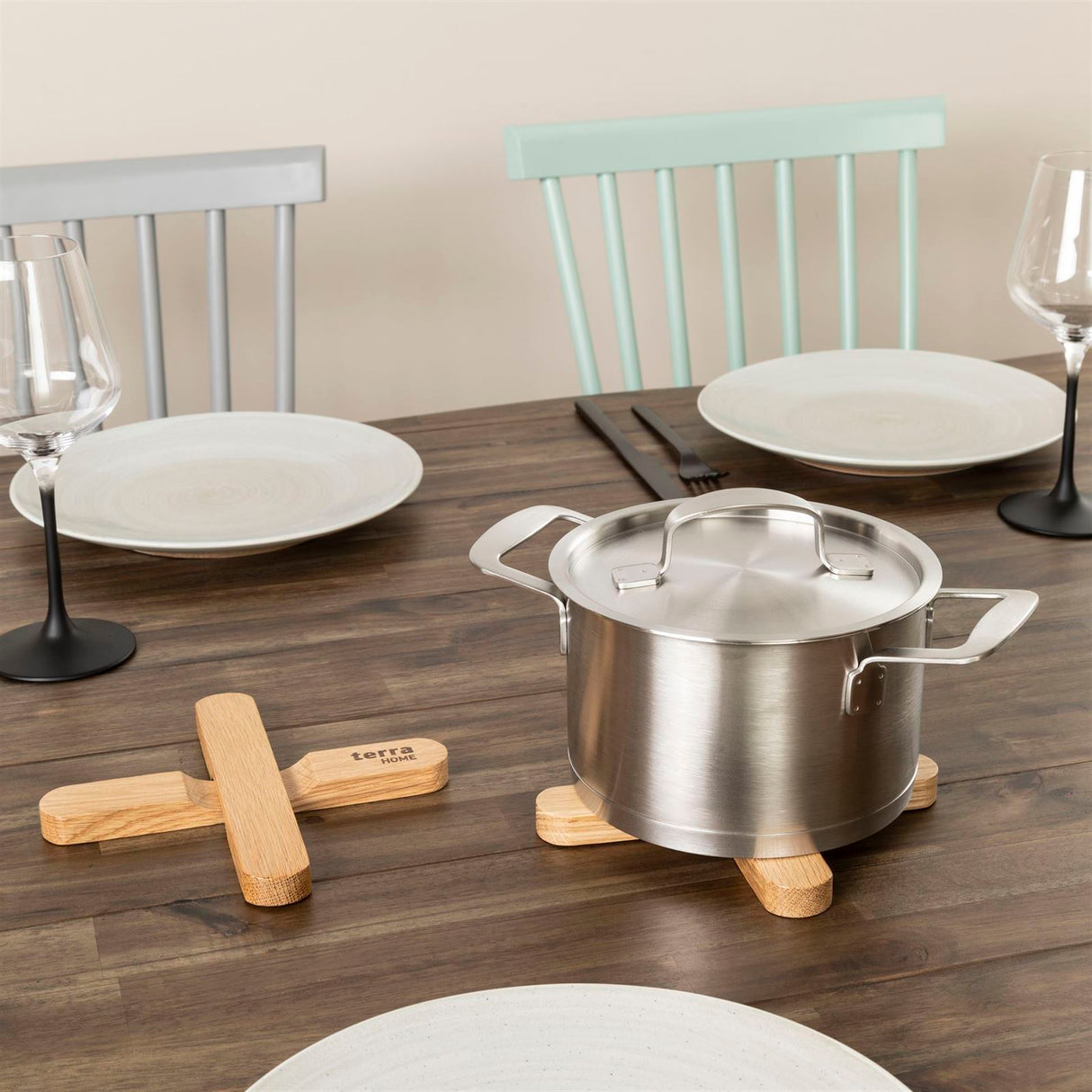 Terra Home Magnetischer Topfuntersetzer Eiche, 2er Set